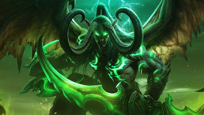 Illidan from World of Warcraft, glowing with green markings. Image source: blizzardwatch.com