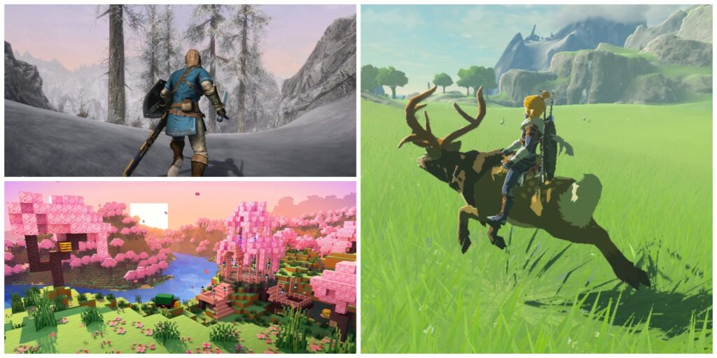 The Elder Scrolls 5: Skyrim, Minecraft, The Legend of Zelda: Breath of the Wild