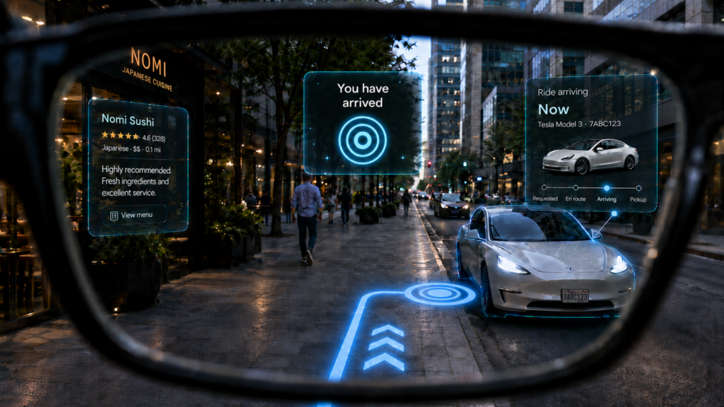 Street view through Mixed Reality glasses.